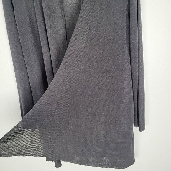 Eileen Fisher Size XL Organic Linen Nylon Open Front Cardigan Long Line Gray - Picture 4 of 12